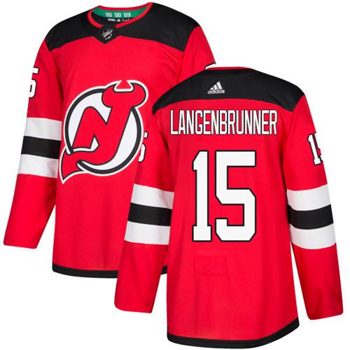 Adidas Men New Jersey Devils #15 Jamie Langenbrunner Red Home Authentic Stitched NHL Jersey